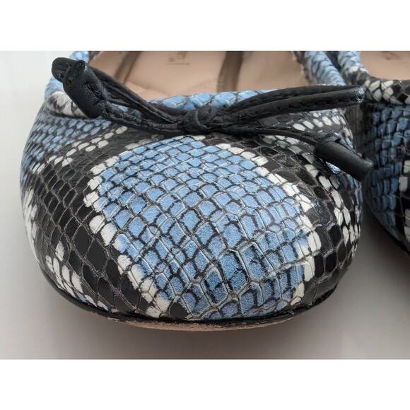 J.McLaughlin Embossed Blue Snake Print Leather Ballet Flats - 7.5 - Picture 5 of 8